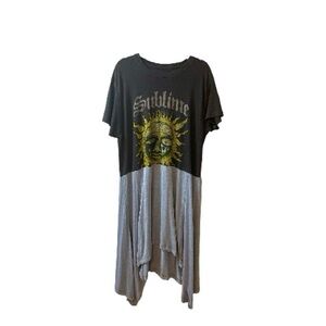 One of a kind Upcycled Sublime Graphic Sun Tee tunic 22X47